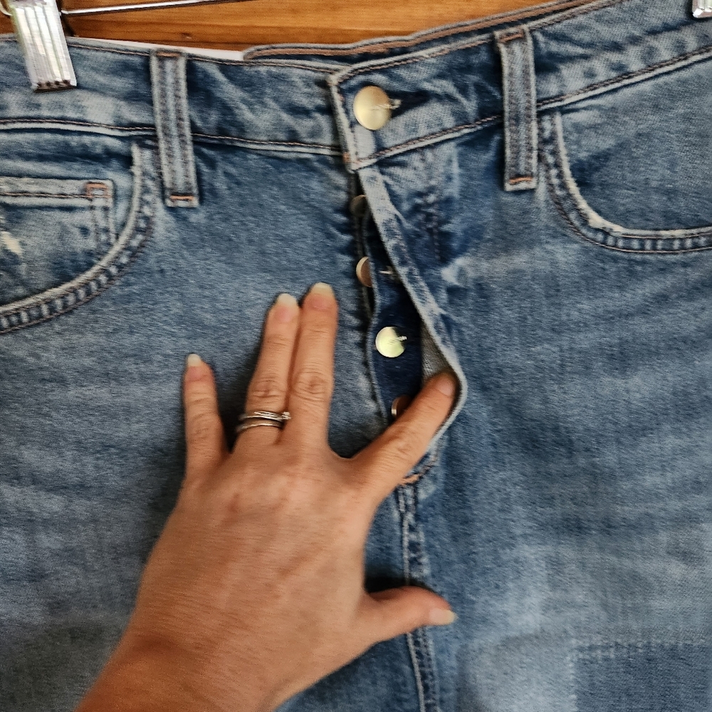 Joes Jeans π NWT Let's Boogie Denim Skirt Raw Hem Button Fly Boho Organic Sz 25 - Picture 4 of 13